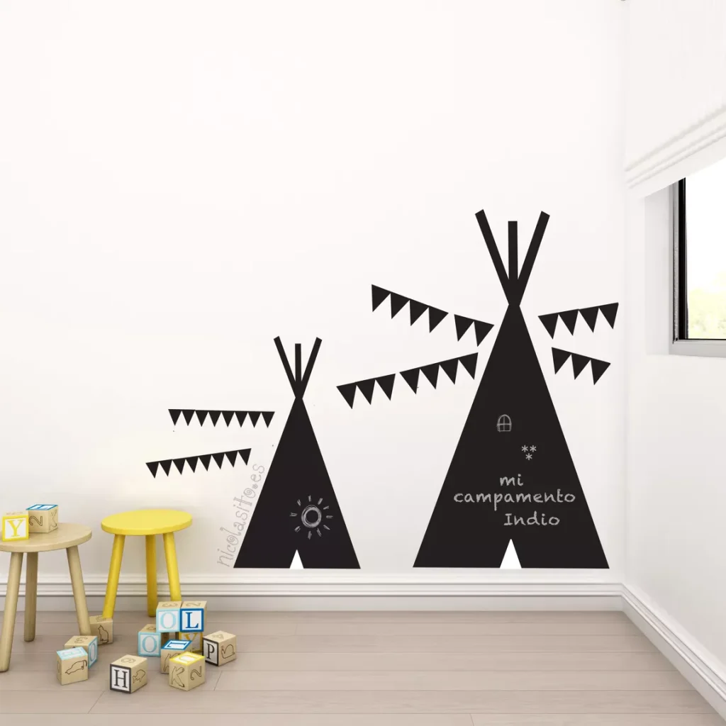krijtsticker muursticker tipi krijt kleuren kinderkamer zwart